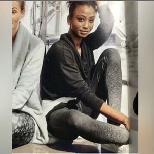 Athleta Chaturanga gray speckled ombre high pact workout Athleisure S leggings